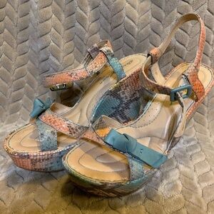 Born Multicolor Snake Print Wedges